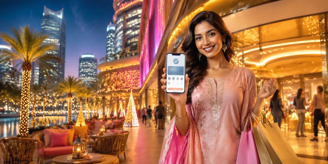 Indian woman using mobile phone for digital payment in traditional attire